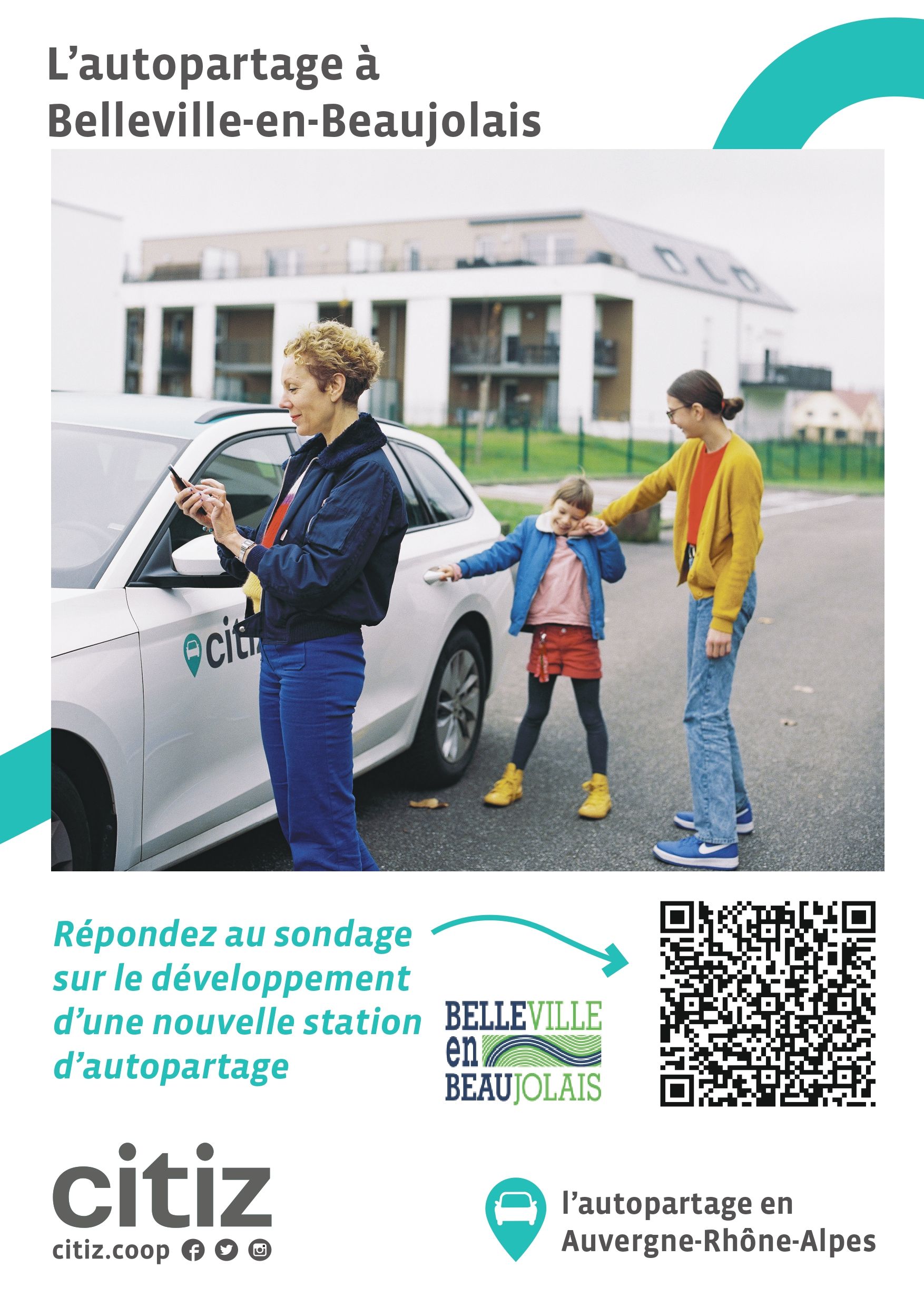 Affiche A3_ sondage_Belleville en Beaujolais Abribac PAV biodéchets pour le tri des déchets alimentaires