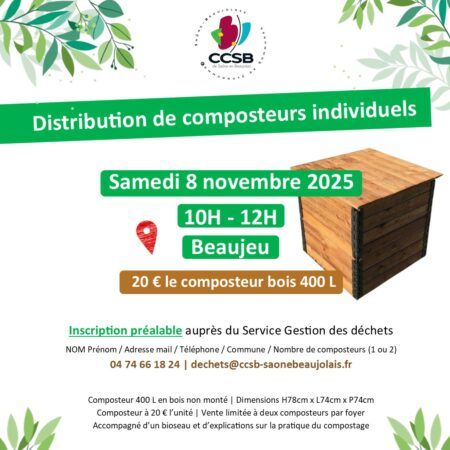 Distribution de composteurs Beaujeu samedi 8 novembre 2025
