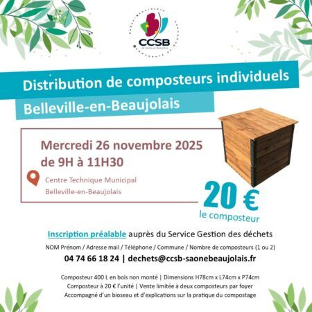 Distribution de composteurs BElleville-en-BEaujolais Mercredi 26 novembre 2025